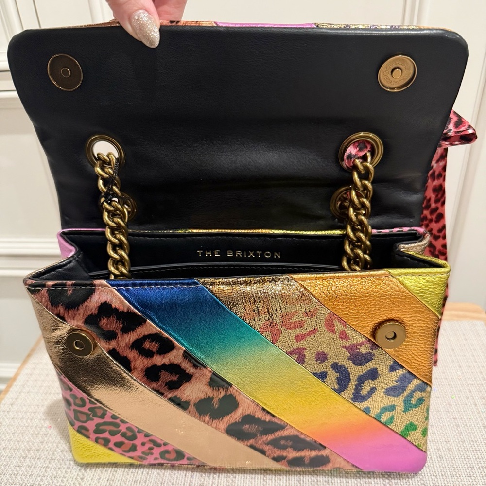 🔒💖 SOLD - Kurt Geiger Brixton Lock Leopard Patchwork Leather Convertible Bag - Picture 10 of 17